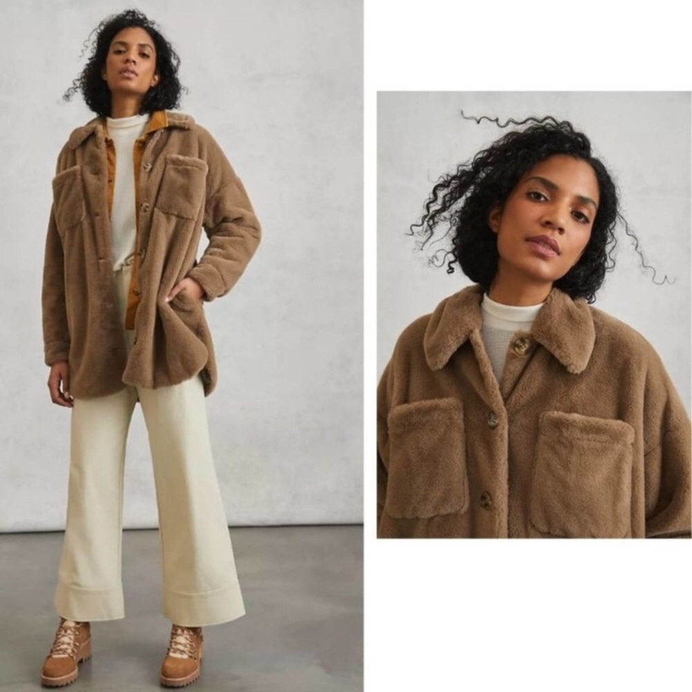 Anthropologie Simone Faux Fur Shirt Jacket XS - Picture 2 of 5